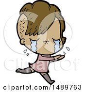 Cartoon Clipart Crying Girl Running Away
