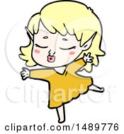 Pretty Cartoon Clipart Elf Girl Dancing