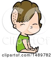 Cartoon Clipart Squinting Girl