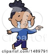 Cartoon Clipart Crying Woman Pointing