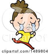 Cartoon Clipart Crying Woman Running Away