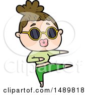 Cartoon Clipart Dancing Woman Wearing Sunglasses