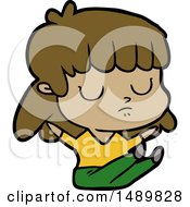 Cartoon Clipart Indifferent Woman Sitting