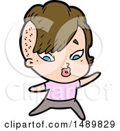 Cartoon Clipart Surprised Girl Pointing