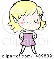 Happy Cartoon Clipart Elf Girl Wearing Dress by lineartestpilot