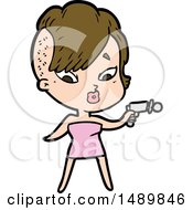 Cartoon Clipart Surprised Girl With Ray Gun by lineartestpilot