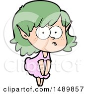 Cartoon Clipart Elf Girl Staring