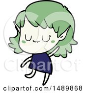 Happy Cartoon Clipart Elf Girl Wearing Dress