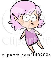 Cartoon Clipart Elf Girl Floating