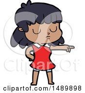 Cartoon Clipart Indifferent Woman Pointing