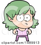 Cartoon Clipart Elf Girl Staring
