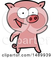 Clipart Cheerful Pig Cartoon