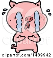 Poster, Art Print Of Crying Pig Cartoon
