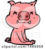 Poster, Art Print Of Angry Cartoon Pig Sitting