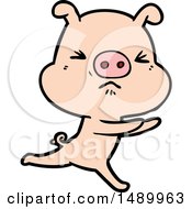 Clipart Cartoon Annoyed Pig Running