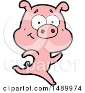 Clipart Happy Cartoon Pig Running