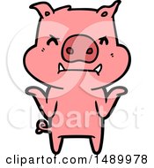 Poster, Art Print Of Angry Cartoon Pig Shrugging Shoulders