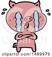 Poster, Art Print Of Crying Pig Cartoon