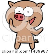 Clipart Cheerful Pig Cartoon