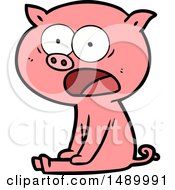 Clipart Cartoon Sitting Pig Shouting by lineartestpilot