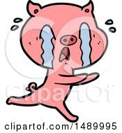 Clipart Crying Pig Cartoon