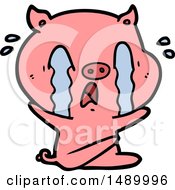 Poster, Art Print Of Crying Pig Cartoon