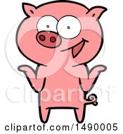Poster, Art Print Of Cartoon Pig With No Worries
