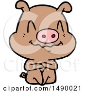 Clipart Nervous Cartoon Pig Sitting
