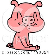Poster, Art Print Of Nervous Cartoon Pig Sitting