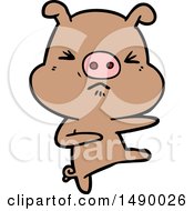 Poster, Art Print Of Cartoon Angry Pig Kicking Out