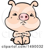Poster, Art Print Of Cartoon Angry Pig Sat Waiting
