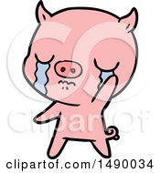 Poster, Art Print Of Cartoon Pig Crying Waving Goodbye