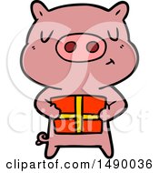 Clipart Cartoon Christmas Pig