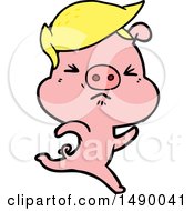 Poster, Art Print Of Cartoon Annoyed Pig Running