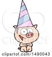 Clipart Cheerful Sitting Pig Cartoon