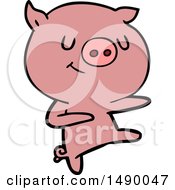 Poster, Art Print Of Happy Cartoon Pig Dancing