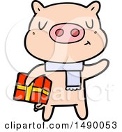 Poster, Art Print Of Cartoon Christmas Pig