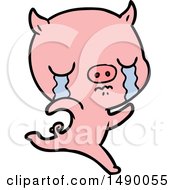 Poster, Art Print Of Cartoon Running Pig Crying