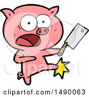 Poster, Art Print Of Cartoon Pig Shouting And Kicking