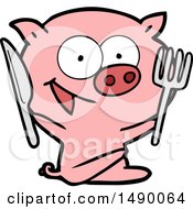 Poster, Art Print Of Cheerful Sitting Pig Cartoon