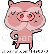 Poster, Art Print Of Cartoon Pig Pointing