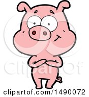 Clipart Happy Cartoon Pig by lineartestpilot