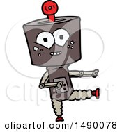Clipart Happy Cartoon Robot Dancing