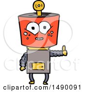 Poster, Art Print Of Happy Cartoon Robot Giving Thumbs Up