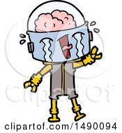 Clipart Cartoon Crying Robot Waving