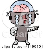 Clipart Cartoon Crying Robot Pointing