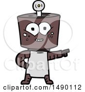 Clipart Happy Cartoon Robot Pointing