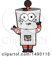Clipart Happy Cartoon Robot Waving Hello by lineartestpilot