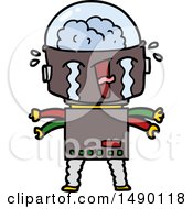 Clipart Cartoon Crying Robot