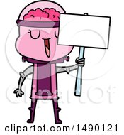 Poster, Art Print Of Happy Cartoon Robot With Sign